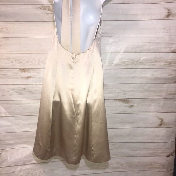 Antonio Gual Beige Silk Halter Dress-Size-10 - Picture 3 of 8
